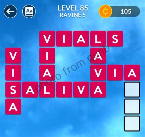 Wordscapes Level 85 Answers [Ravine 5, Canyon].